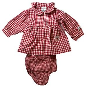 ABSORBA BABY GIRLS RED PLAID W‎ PANTALOONS DRESS SZ 6 MOS EASTER